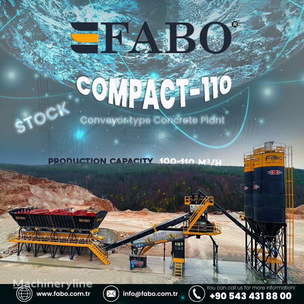 جديد ماكينة صناعة الخرسانة FABO  COMPACT-110 CONCRETE PLANT | CONVEYOR TYPE